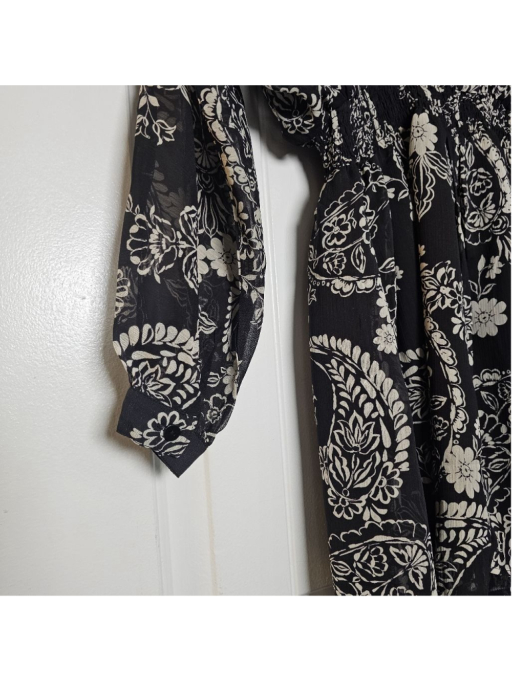 12th Tribe black, cream floral tunic short dress/long shirt - Picture 14 of 15